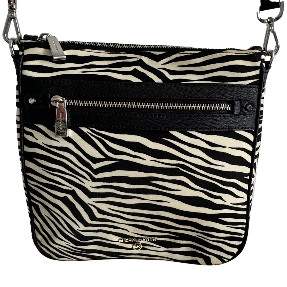 MICHAEL KORS Zebra Print Jet Set Charm Crossbody Black White Purse 🦓